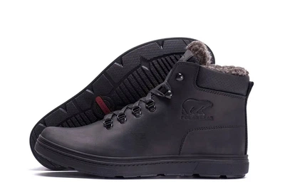 Мужские зимние кожаные ботинки Polar Bear Black leather 44 29 см Черные