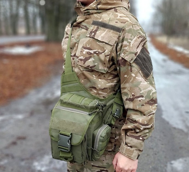 Универсальная тактическая сумка через плечо Tactic однолямочная военная сумка Олива (863-olive)