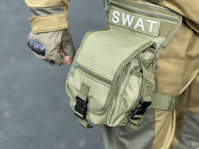 Военная набедренная сумка тактическая Swat армейская сумка на бедро, ногу Tactic штурмовая сумка поясная Олива (300-olive)