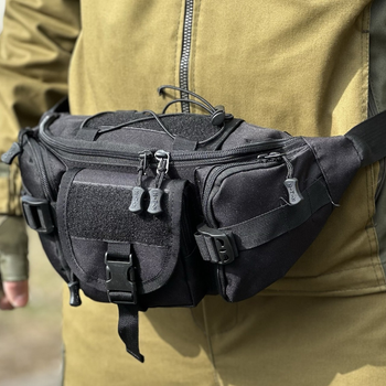 Военная поясная сумка тактическая Swat армейская сумка бананка Tactic штурмовая сумка поясная Черный (9010-black)