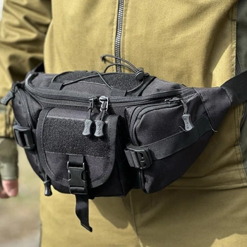 Військова поясна сумка тактична Swat армійська сумка бананка Tactic штурмова сумка поясна Чорний (9010-black)