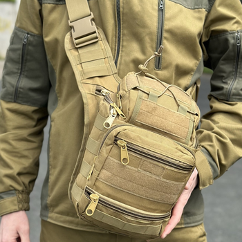 Универсальная тактическая сумка на 20 л плечевая военная сумка Tactic однолямочная сумка Койот (NB20-coyote)