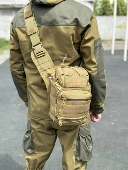 Универсальная тактическая сумка на 20 л плечевая военная сумка Tactic однолямочная сумка Койот (NB20-coyote)