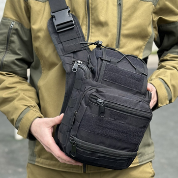 Універсальна тактична сумка на 20 л плечова військова сумка Tactic однолямкова сумка Чорний (NB20-black)