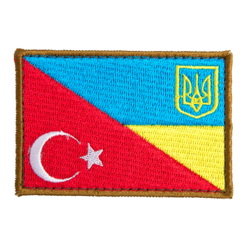 Шеврон на липучке флаг Украина и Турция 5х8 см