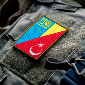 Шеврон на липучке флаг Украина и Турция 5х8 см