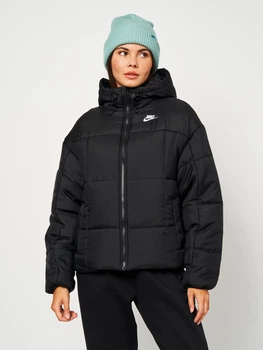 Куртка демісезонна коротка з капюшоном жіноча Nike Thermo Classic Puffer FB7672-010 XS Чорна (196607960707)