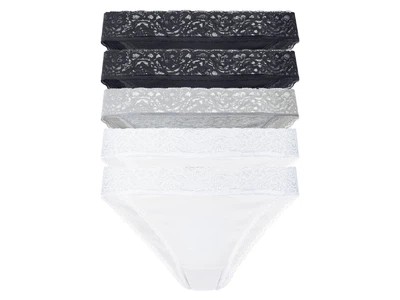 Трусики-слип набор 5 шт. хлопковые кружевные для женщины Esmara LYCRA® 371007 S черный, белый