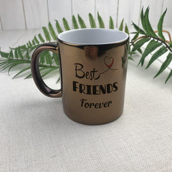 Чашка металік мідна, біла всередині (330 мл) Best friends (13910000000107565)