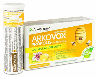 Suplement diety Arkopharma Arkovox Propolis + Vitamin C Honey-Lemon 24 tabletki (8428148450105)