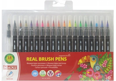 Фломастери-пензлики REAL BRUSH, 18 кольорів (MX15231)