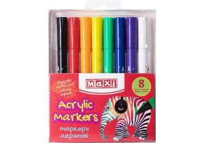Маркери акрилові, 8 кольорів, лінія 4 мм (MX15234)