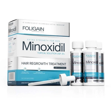 Foligain Minoxidil 5% лосьйон від випадіння та для росту волосся з низьким вмістом спирту (1 флакон 60 мл)