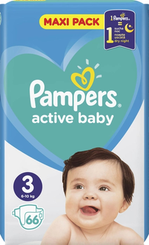 Pieluchy Pampers Active Baby Rozmiar 3 (6-10 kg) 66 szt (8001090950659)