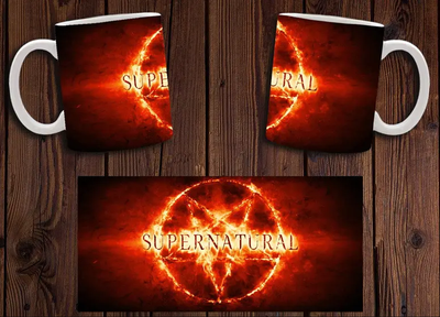 Чашка белая керамическая с принтом "Надприродне" Supernatural ABC