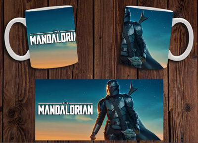 Чашка белая керамическая с принтом "Зоряні війни Мандалорец" Star Wars Mandalorian ABC