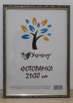Фоторамка 21Х30, (А4), синій із золотим накатом, 1210A-01719-6, СКЛО + КАРТОН