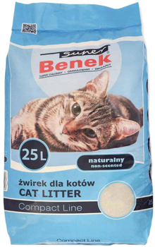Наповнювач для котячого туалету Benek Compact бентонітовий Натуральний 25 л (5905397010746)