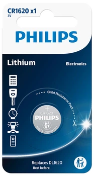 Батарея Philips CR1620 LITHIUM MINICELLS B1 (блістер) (шт.)