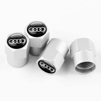 Набор защитных колпачков SUNROZ Caps на ниппель для автомобиля Ауди Short Silver Matte Audi 4 штуки (A-67007m)