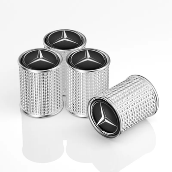 Набір захисних ковпачків SUNROZ Caps на ніпель для автомобіля Мерседес Lux Silver Mercedes (метал) 4 штуки (A-67510)