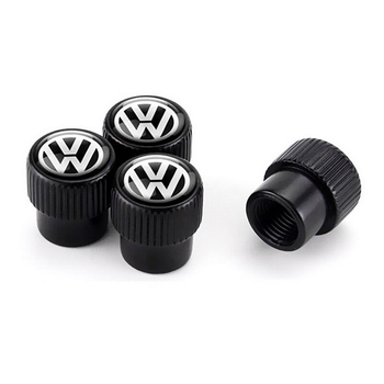 Набір захисних ковпачків SUNROZ Caps на ніпель для автомобіля Volkswagen Premium Style Black Volkswagen 4 штуки (A-67592)
