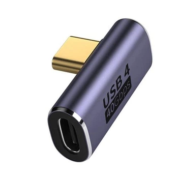 Перехідник OTG Адаптер SUNROZ 90° USB Type-C M/F (USB 4.0, 40Gbps, 100W, 8K) Metal Style-4 (A-48584)