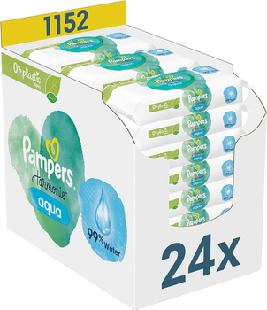 Набір Вологі серветки Pampers Harmonie Aqua Baby Wipes 24 x 48 шт (8006540811276)