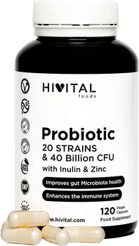Пробіотик 20 пробіотичних штамів з 40 мільйонами (UFC) Hivital Foods - 120 капсул
