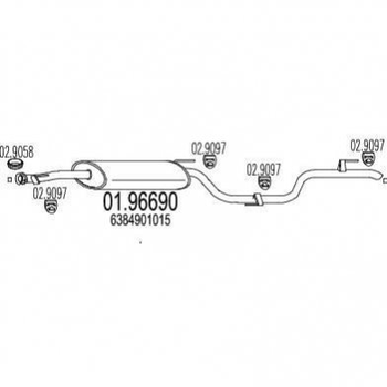 Глушник MTS 0196690 Mercedes Vito 6384901015, A6384901015