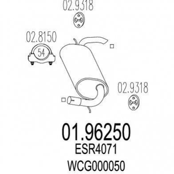 Глушник MTS 0196250 Land Rover Freelander ESR4071, WCG000050, WCG000051