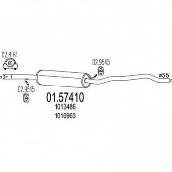 Глушитель средний MTS 0157410 Ford Galaxy; Volkswagen Sharan 7M0253409AB, 1087973, 1087573