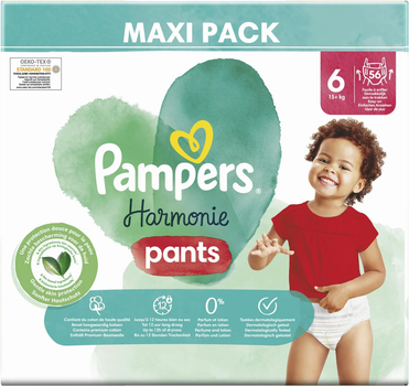 Підгузки-трусики Pampers Harmonie Nappy Pants Розмір 6 (15+ кг) 56 шт (8006540929384)