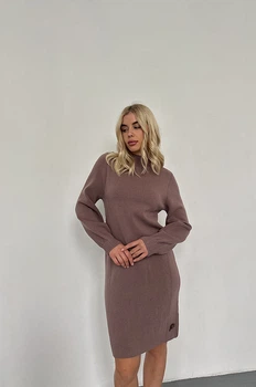 Платье Lipar шерстяное с цельнокройной стойкой XS Капучино 3637