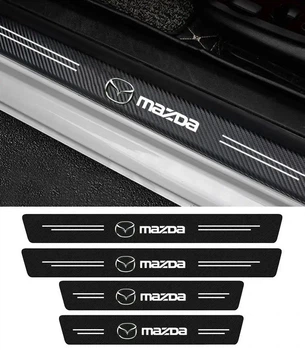 Защитная пленка для порогов с логотипом MAZDA (комплект 4шт.) Carbon