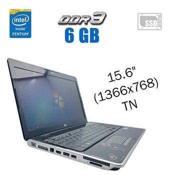 Ноутбук HP Pavilion dv6 1330sa / 15.6" (1366x768) TN / Intel Pentium T4300 (2 ядра по 2.1 GHz) / 6 GB DDR3 / 120 GB SSD / Intel HD Graphics / WebCam б/у