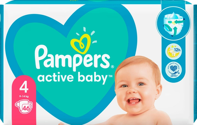 Pieluchy Pampers Active Baby Rozmiar 4 (9-14 kg) 46 szt (8001090949097)