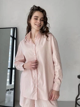 Сорочка бавовняна оверсайз жіноча Merlini Відень 200000202 L-XL Персикова (200000202_2)