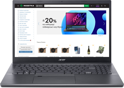 Ноутбук Acer Aspire 5 A515-57-59VX (NX.KN4EU.00C) Steel Gray / Intel Core i5-12450H / RAM 16 ГБ / SSD 512 ГБ / Подсветка клавиатуры / Зарядка через Type-C