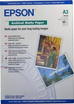 Фотопапір Epson Archival Matte Paper A3 50 аркушів 192 г/м² (C13S041344)