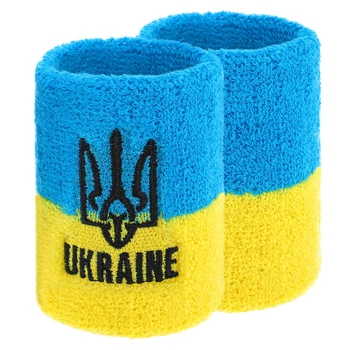 Напульсник спортивный махровый UKRAINE BC-9282 1шт Цвет: Желтый-голубой