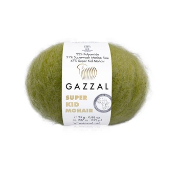 Пряжа gazzal super kid mohair/газзал супер кід мохер 64422 оливковий