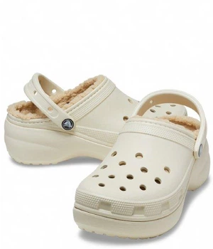 Жіночі сабо з хутром Crocs Classic Platform Lined Clog W 37 (EU 37-38) Бежевий 207938