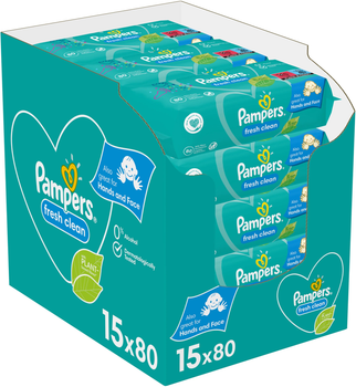 Вологі серветки Pampers Fresh Clean 15 x 80 шт (8001841078496)