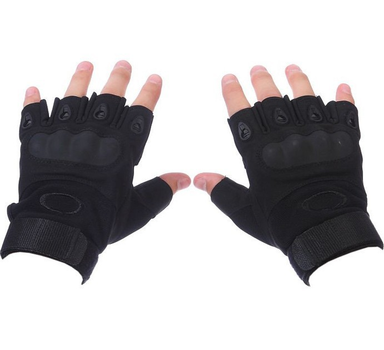 Тактичні безпальні рукавички армійські Tactic військові рукавички із захистом кістяшок розмір Л колір Чорний (oakley-black-L)