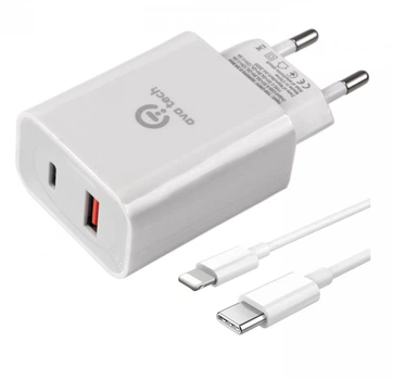 Мережевий адаптер PD USB / Type-C + кабель Type-C to Lightning