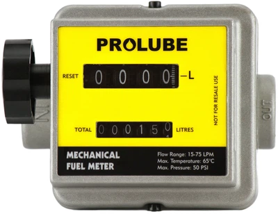 Механічний лічильник для дизельного палива PROLUBE FM-100 із пропускною здатністю до 75 л/хв. та різьбою підключення BSPP 3/4