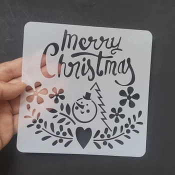 Трафарет на вікна до нового року Merry Christmas 13 на 13 см сірий