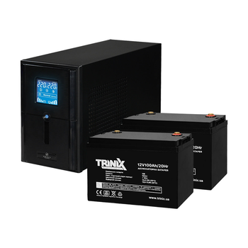 Комплект резервного живлення: ДБЖ Kraft PSW1000VA/800W(LCD)24V UPS + акумулятор Trinix 100 Аг AGM (2 шт.) (42-00061-10)