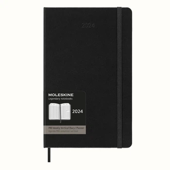 Щотижневик Moleskine вертикальний PRO 2024 середній, тверда обкл., чорний (DHB12PRO3Y24)